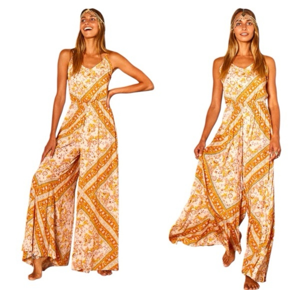 Jaase Boho marigold jumpsuit wide leg palazzo pants